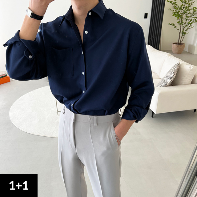 [단독특가]1+1 구김없는 링클프리 베이직 셔츠_(10color) 와이셔츠 스판 세미오버핏 정장 남방