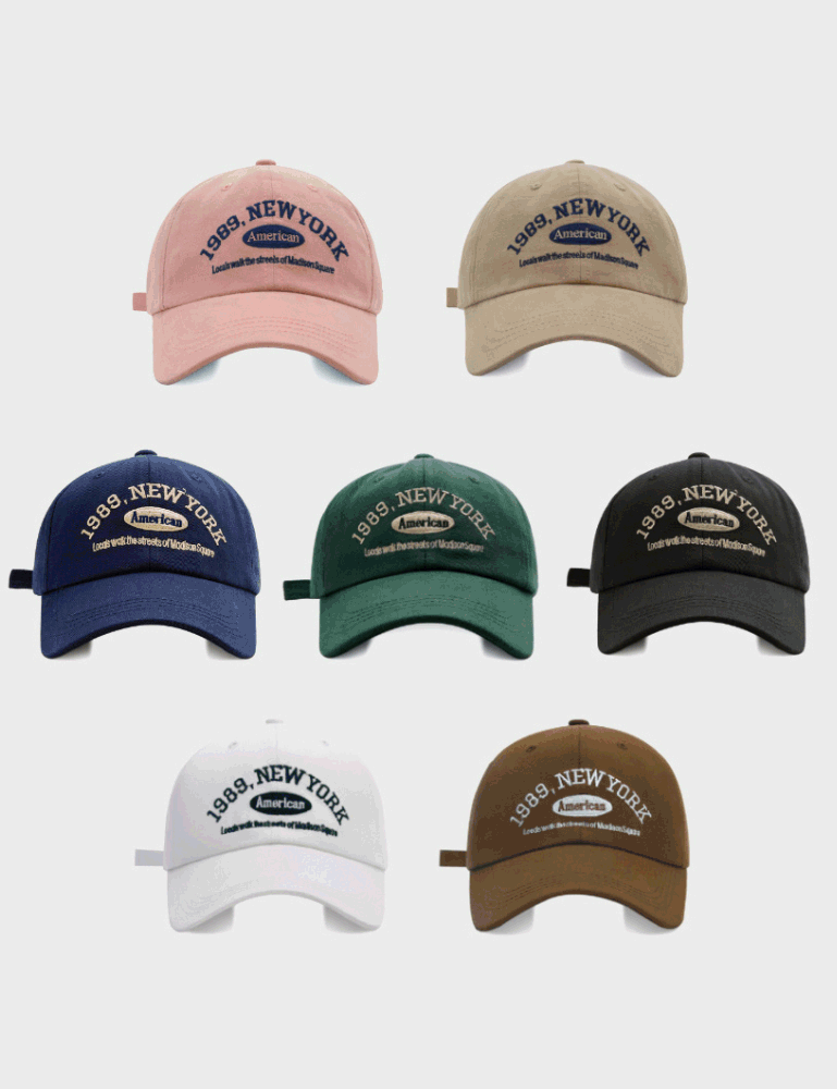 [1+1할인] 1989 뉴욕 아메리칸 레터링 자수 볼캡 모자 남녀공용 (7color)