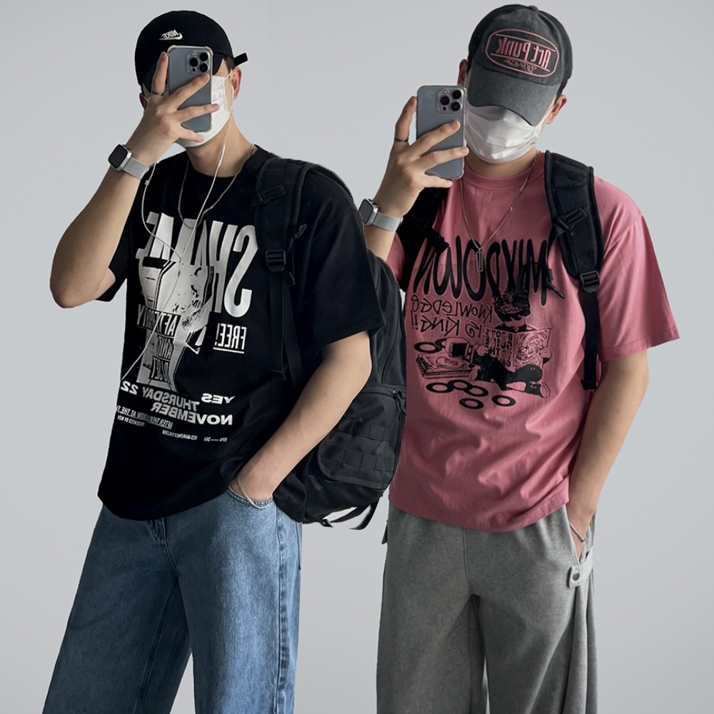 [티셔츠추가증정][2+1] 제트 힙무드 6종 기획 프린팅 오버핏 남녀공용 반소매 티셔츠  Y2K